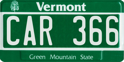 VT license plate CAR366