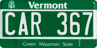 VT license plate CAR367