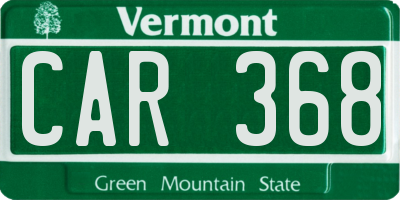 VT license plate CAR368