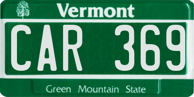 VT license plate CAR369