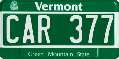 VT license plate CAR377