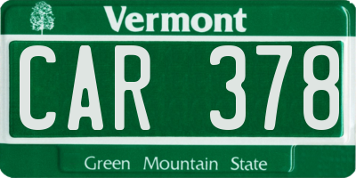 VT license plate CAR378