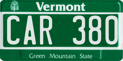 VT license plate CAR380