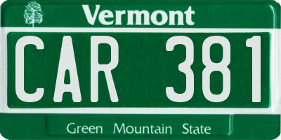 VT license plate CAR381