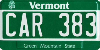 VT license plate CAR383