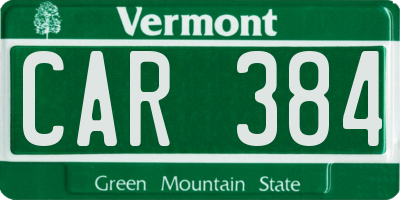 VT license plate CAR384
