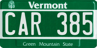 VT license plate CAR385