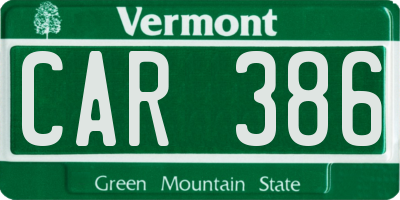 VT license plate CAR386