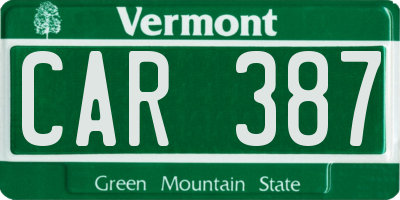 VT license plate CAR387