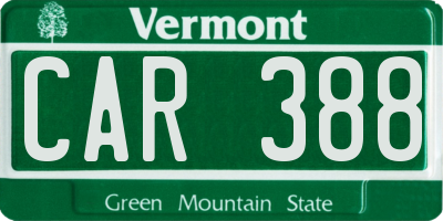 VT license plate CAR388