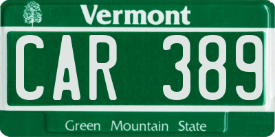 VT license plate CAR389