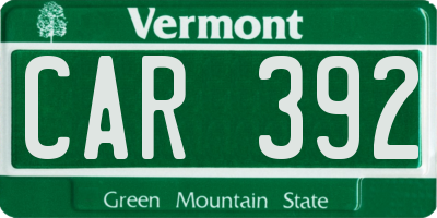 VT license plate CAR392