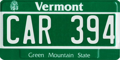 VT license plate CAR394