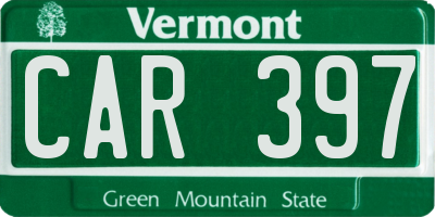 VT license plate CAR397