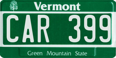 VT license plate CAR399