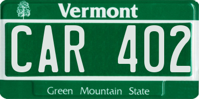 VT license plate CAR402