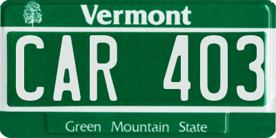 VT license plate CAR403