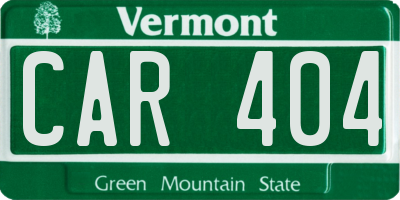 VT license plate CAR404
