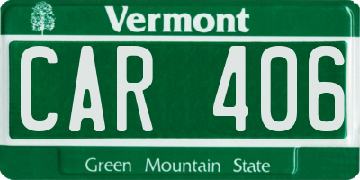VT license plate CAR406