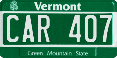 VT license plate CAR407