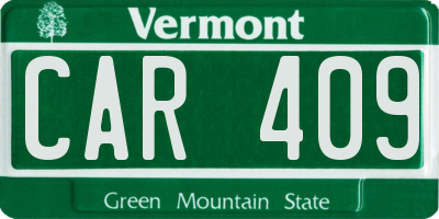 VT license plate CAR409