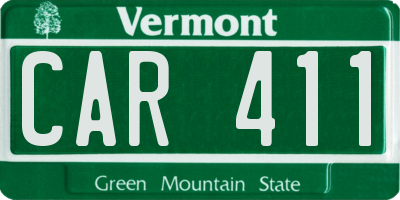 VT license plate CAR411