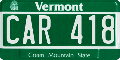 VT license plate CAR418