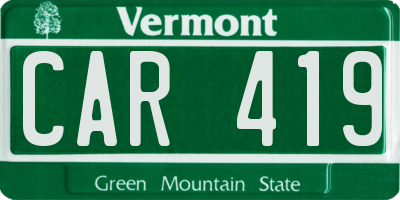 VT license plate CAR419