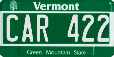 VT license plate CAR422