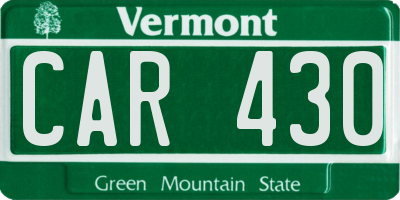 VT license plate CAR430