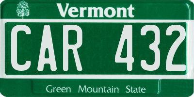 VT license plate CAR432