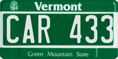VT license plate CAR433