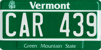 VT license plate CAR439
