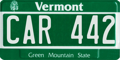 VT license plate CAR442