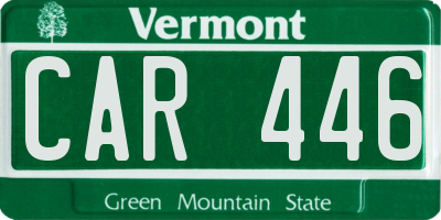 VT license plate CAR446