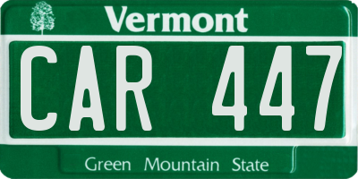 VT license plate CAR447
