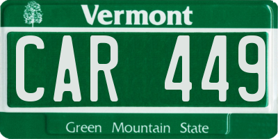 VT license plate CAR449