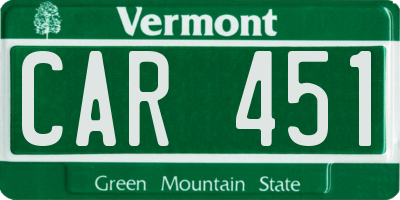 VT license plate CAR451
