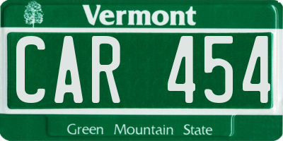 VT license plate CAR454