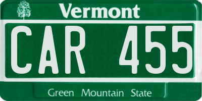 VT license plate CAR455