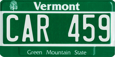 VT license plate CAR459