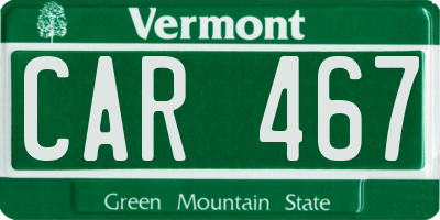 VT license plate CAR467