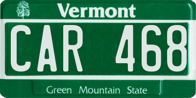 VT license plate CAR468
