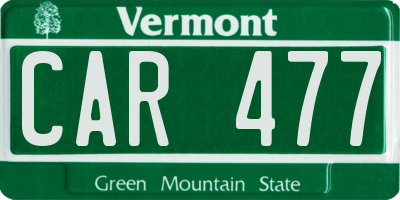 VT license plate CAR477