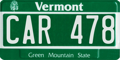 VT license plate CAR478