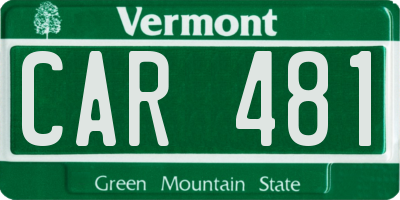 VT license plate CAR481