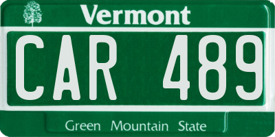 VT license plate CAR489