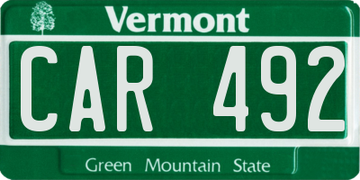 VT license plate CAR492