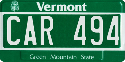 VT license plate CAR494