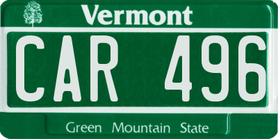 VT license plate CAR496